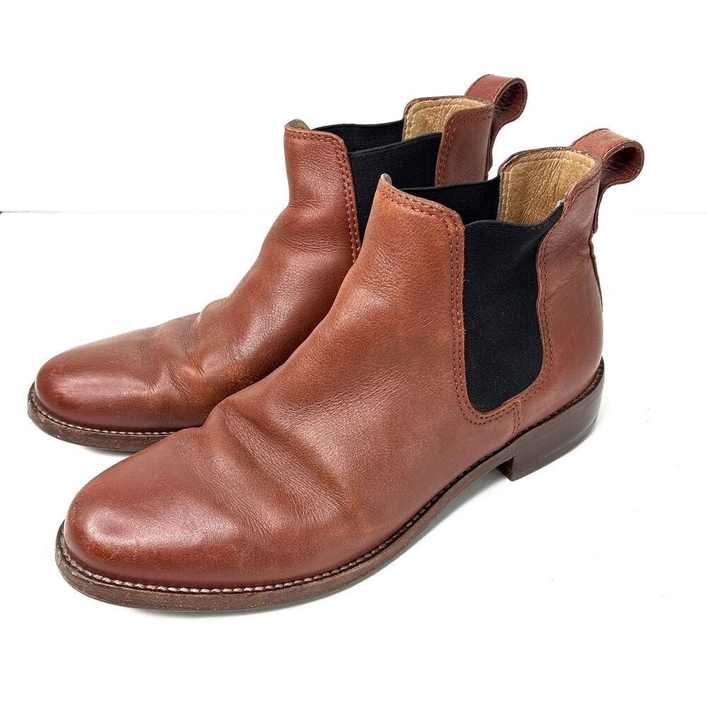 Madewell Brown Ainsley Chelsea Ankle Booties Leather Upper Pull-On Womens 7